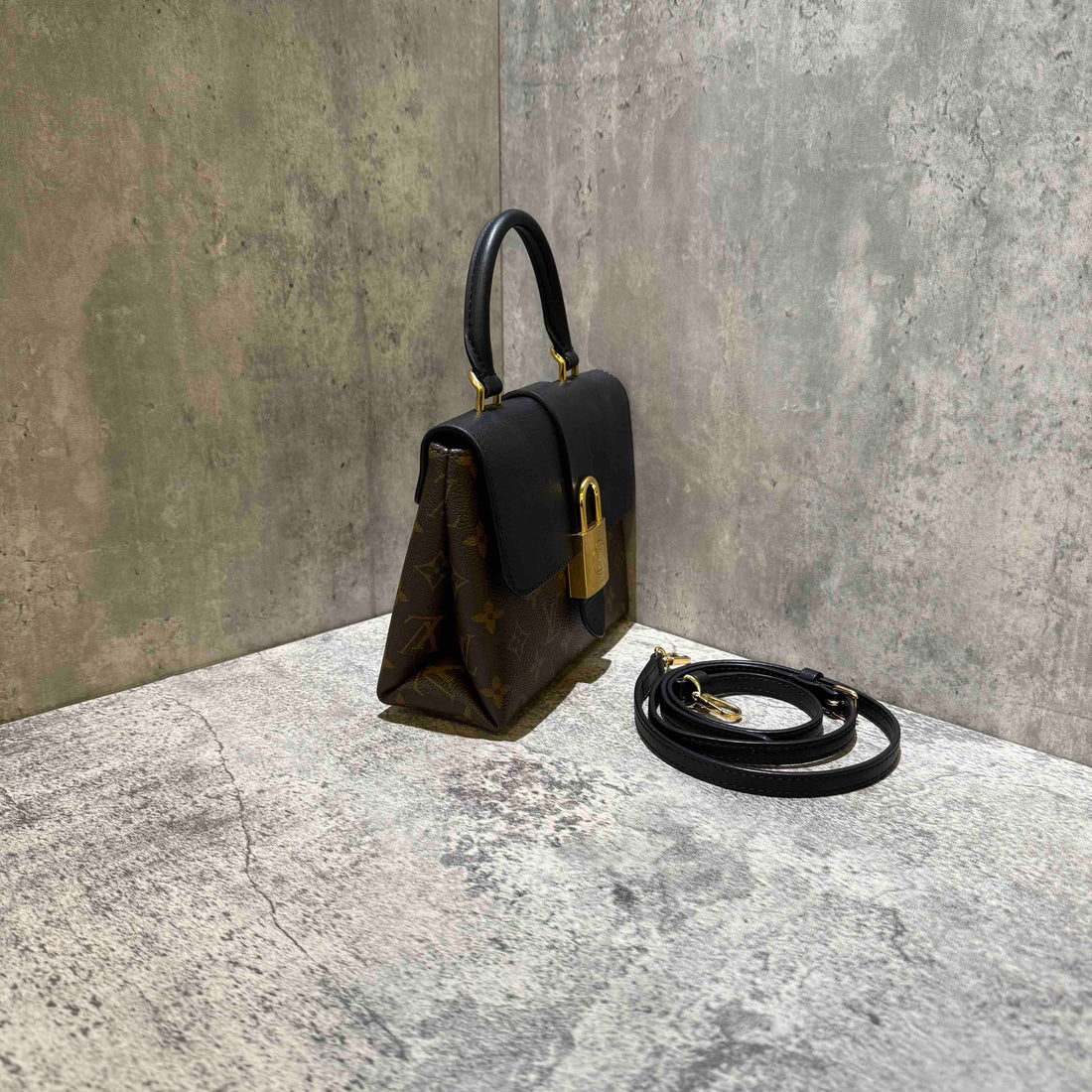louis vuitton locky bb brown and black handbag
