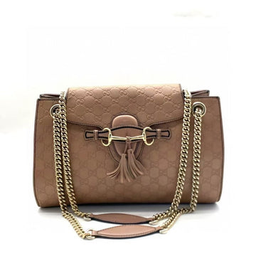 Gucci Emily Brown Leather Shoulder Bag Medium