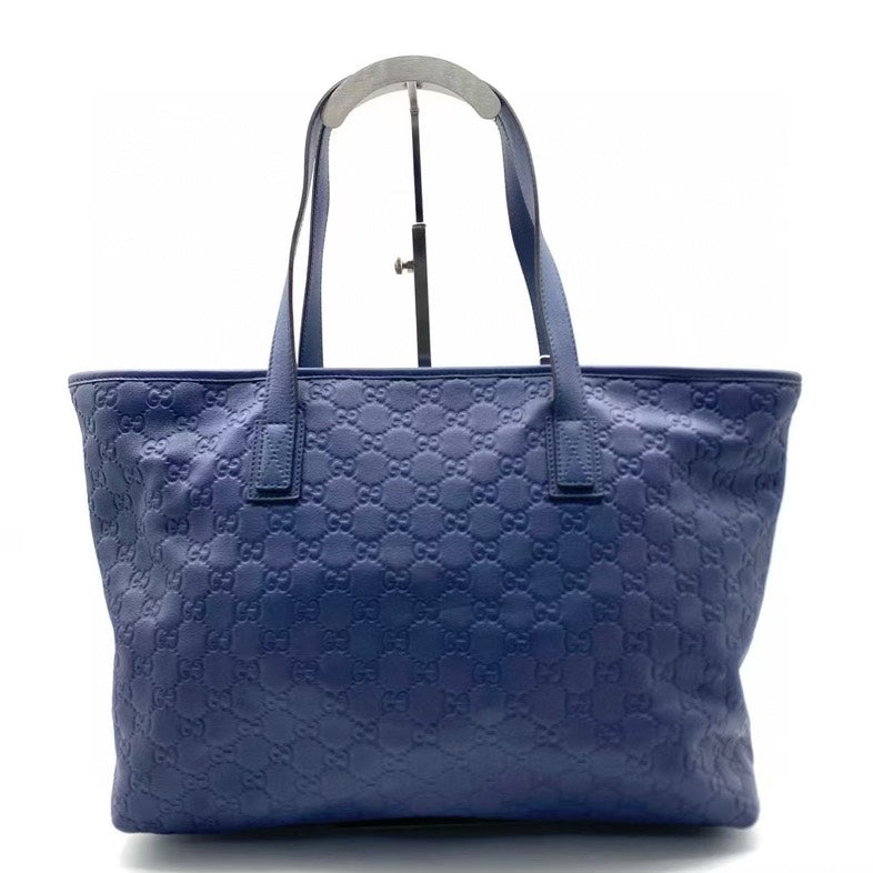 Gucci Blue Embossed Leather Tote Bag Large