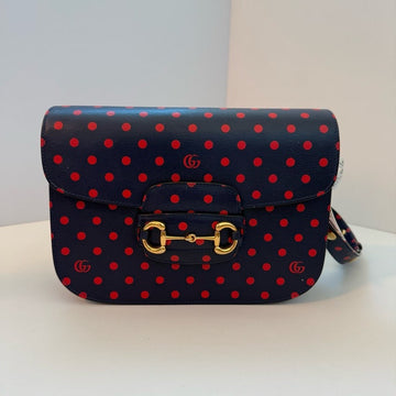 Gucci 1955 Navy Blue Red Dot Handbag
