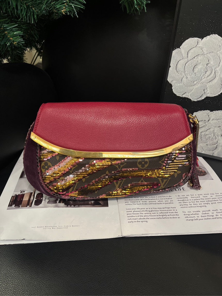 Louis Vuitton Show Sequin Pink Leather Dinner Bag