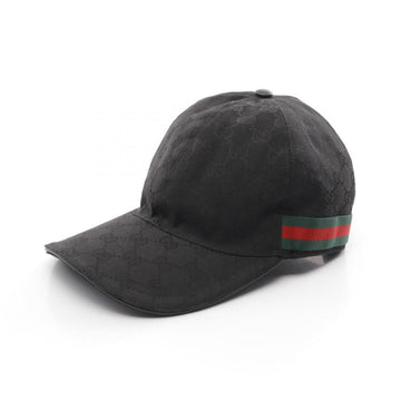 Gucci GG Canvas Web Line Cap Black Green Red Cotton 948547