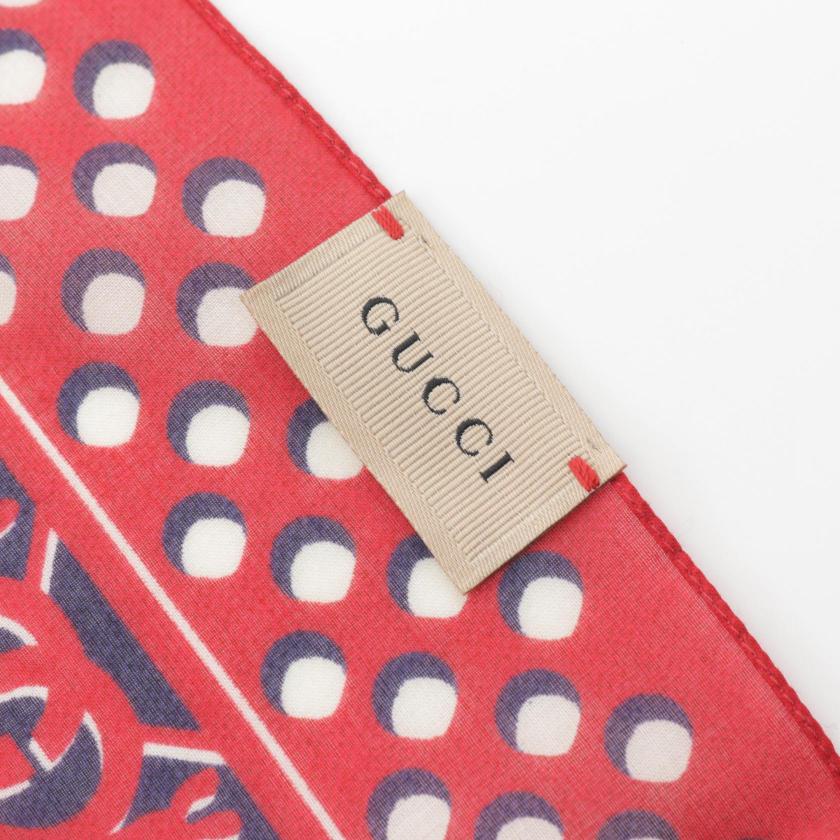 Gucci GG Pattern Cotton Scarf Red Navy 945914