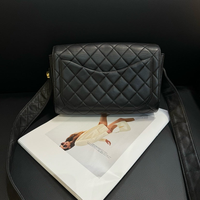 Top Quality Chanel Black Quilted Leather Crossbody Bag 23x14x8cm