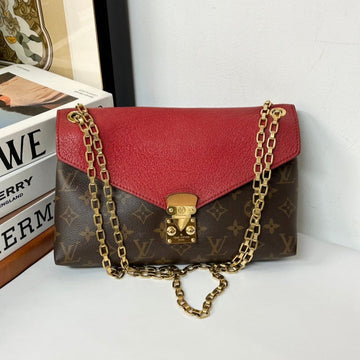 Louis Vuitton Chain Bag Red Brown Monogram Medium