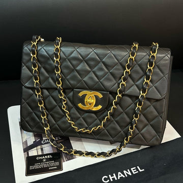 Chanel  CF Maxi Black Quilted Leather Shoulder Bag