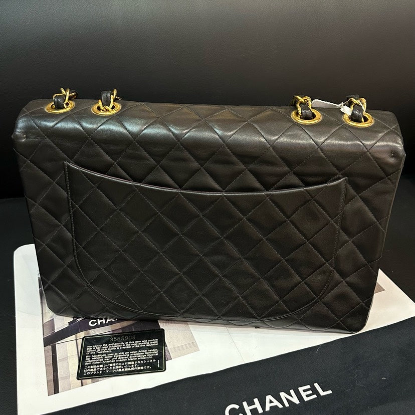 Top Quality Chanel  CF Maxi Black Quilted Leather Shoulder Bag
