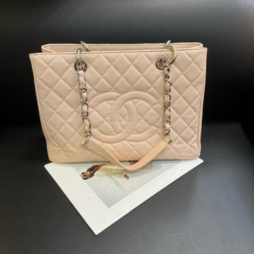 Top Quality Chanel GST Caviar Beige Quilted Leather Tote Bag 36x24.5x15cm