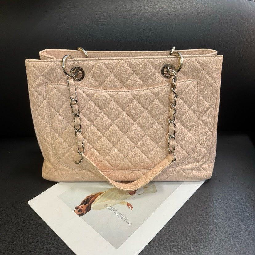 Top Quality Chanel GST Caviar Beige Quilted Leather Tote Bag 36x24.5x15cm