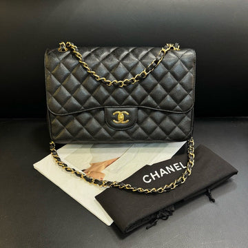 Chanel CF Jumbo Black Caviar Quilted Flap Bag 30x21x9cm