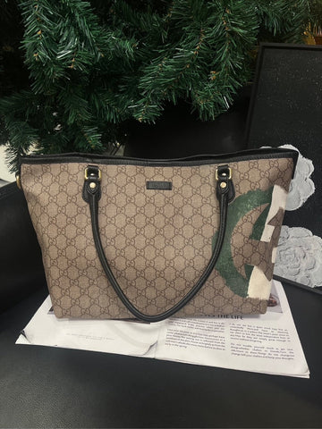 Gucci Double G Side Logo Three Color Tote Handbag