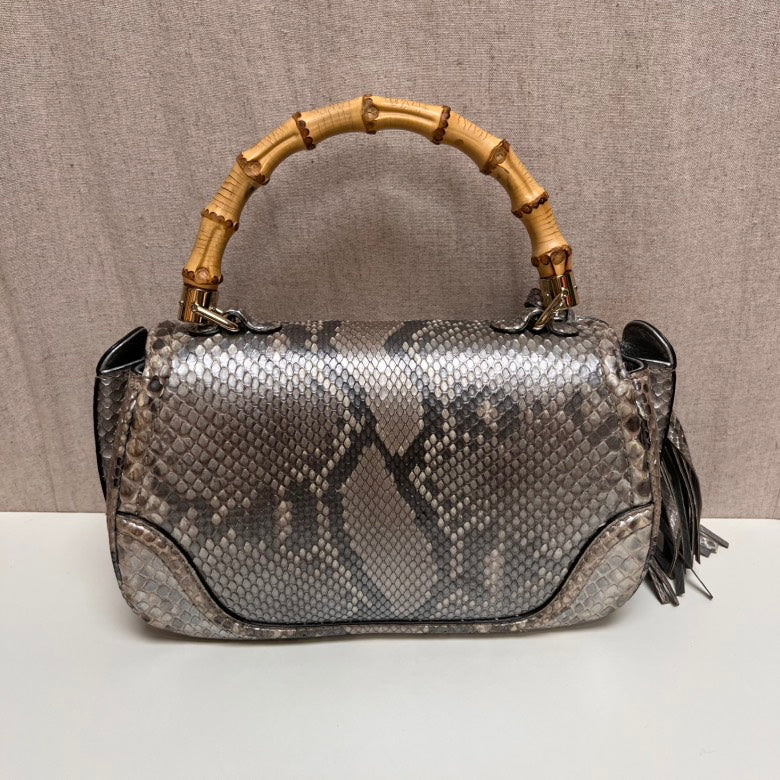 Gucci Bamboo Snake Skin Silver Bag