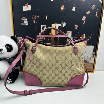 Gucci GG Canvas Pink Leather Tote Bag