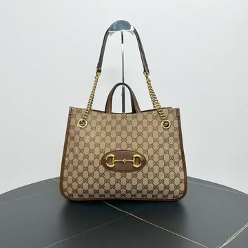 Gucci 1955 Horsebit Tote Bag Beige Canvas