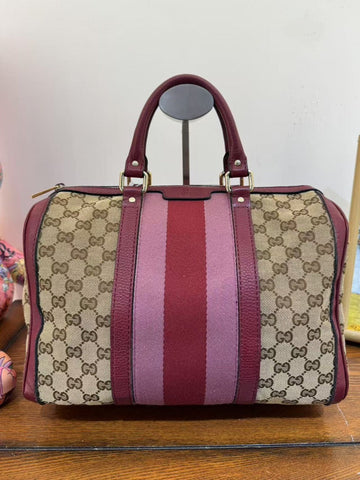 Gucci Boston Bag Burgundy Monogram Canvas