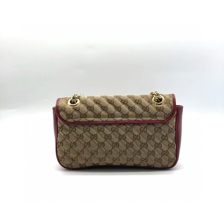 Gucci Marmont Bag Beige Red Shoulder Bag