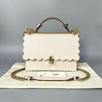 Fendi Kan I Medium White Leather Bag with Detachable Handle