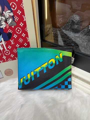 Louis Vuitton Pochette Voyage Blue Multicolor Clutch