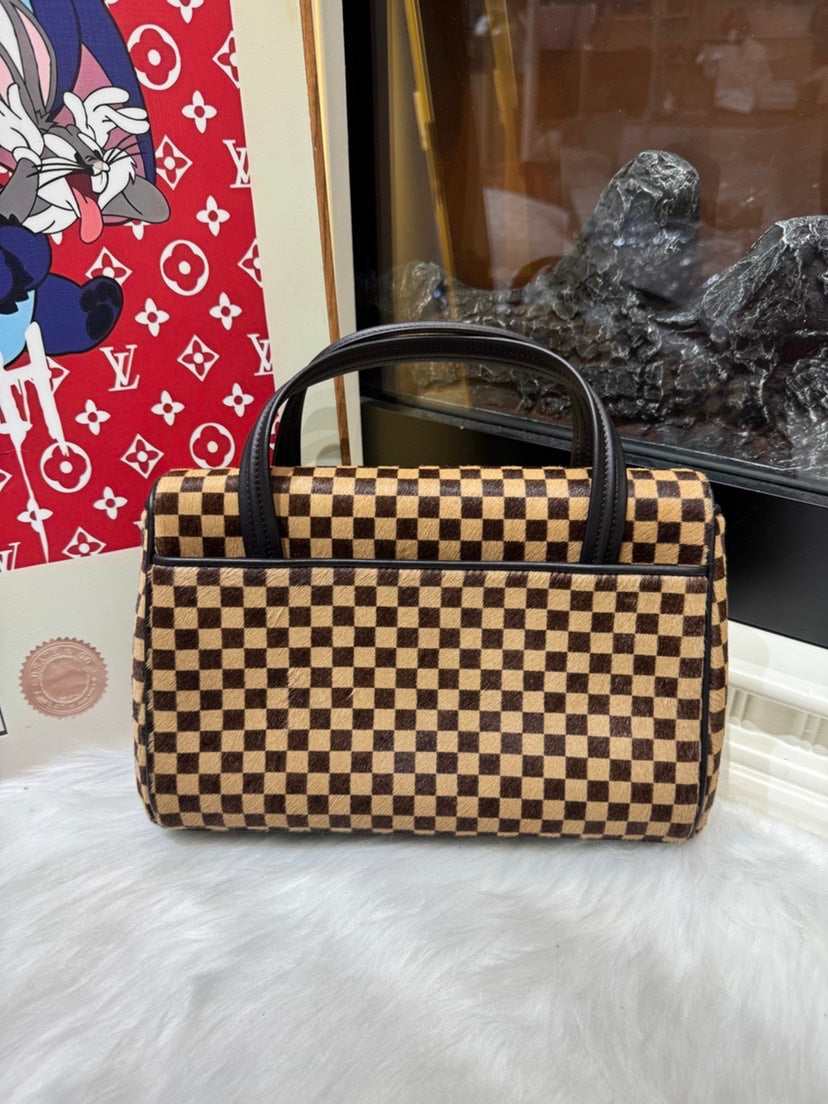 Louis Vuitton Damier Horse Hair Handle Bag Brown