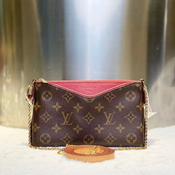 Louis Vuitton Pallas Clutch Brown Red Bag