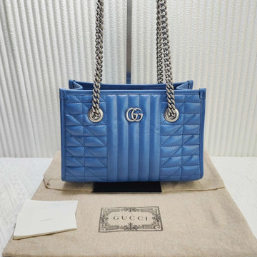 Gucci Marmont Blue Quilted Tote Bag