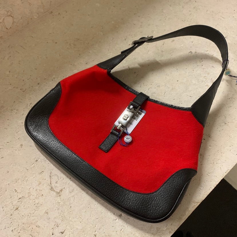 Gucci Jackie Red Wool Hobo Bag