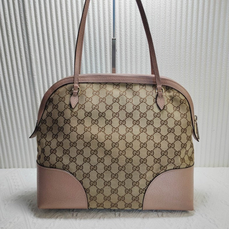Gucci Abbey Beige Canvas Leather Shoulder Bag
