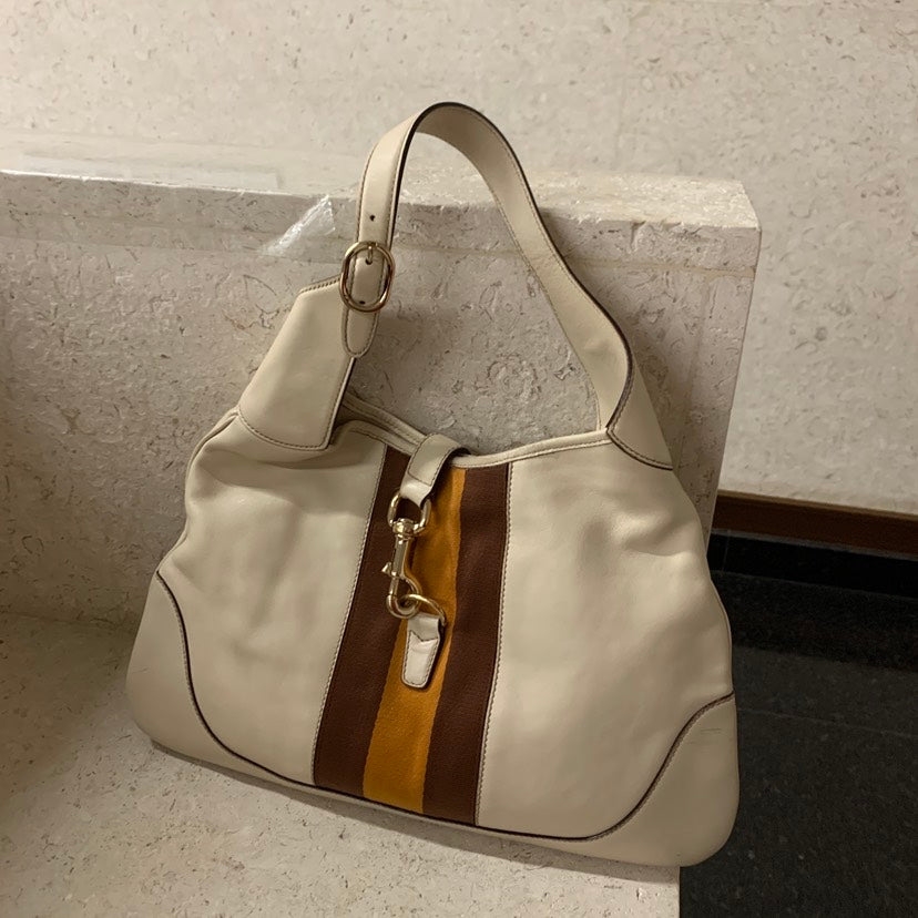 Gucci Jackie White Leather Hobo Bag