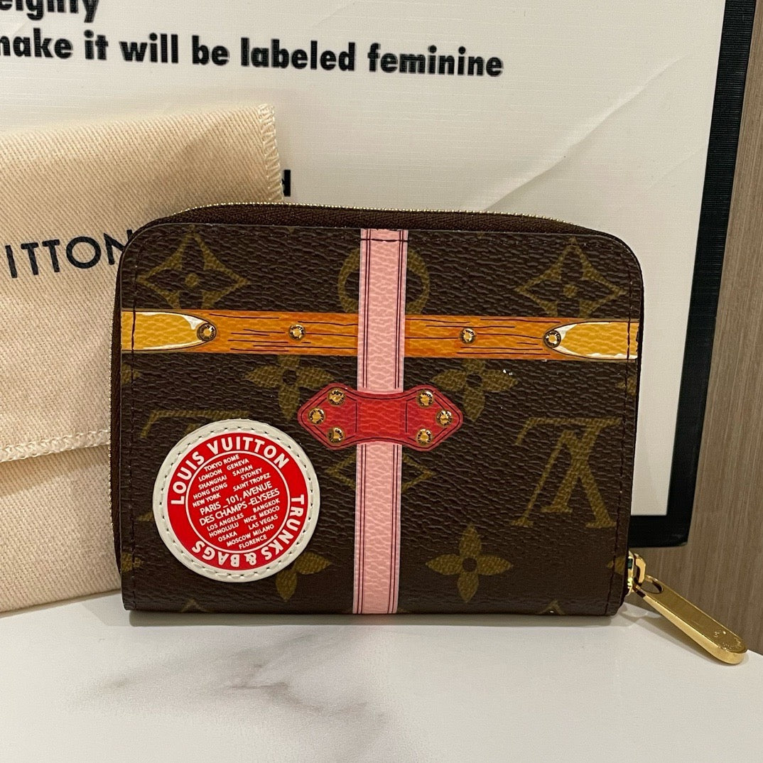 Louis Vuitton Trunk Monogram Canvas Wallet Brown Pink