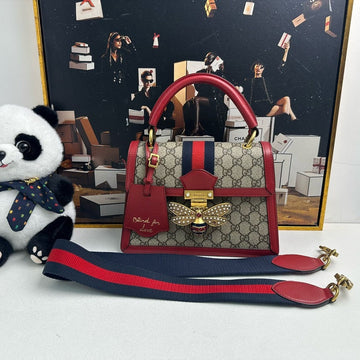 Gucci Sylvie Beige Red Top Handle Bag