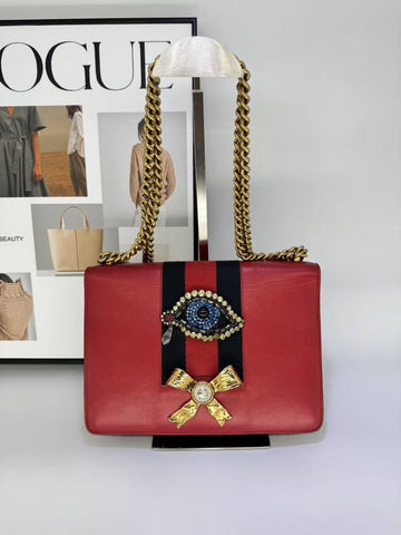 Gucci Embellished Red Shoulder Bag