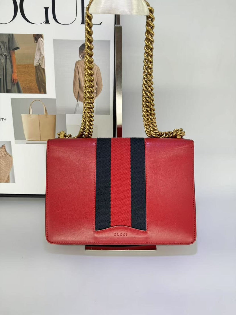 Gucci Embellished Red Shoulder Bag