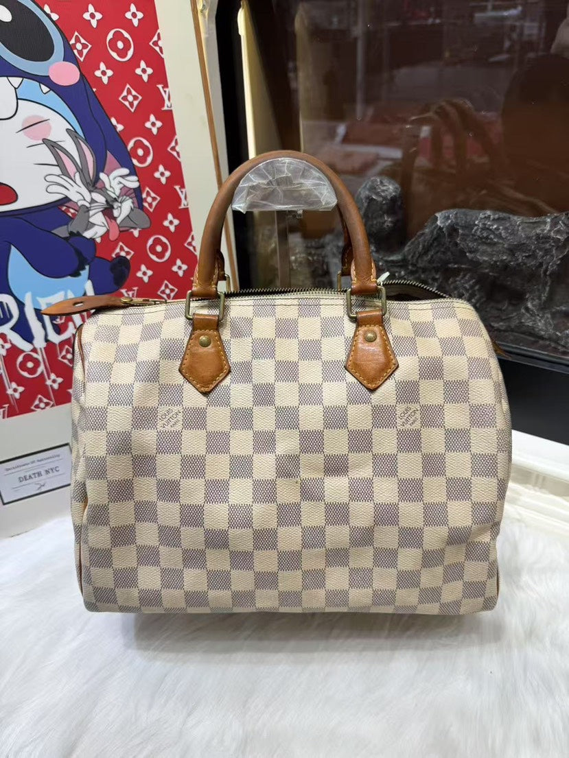 Louis Vuitton Speedy 30 Damier Azur Satchel Bag