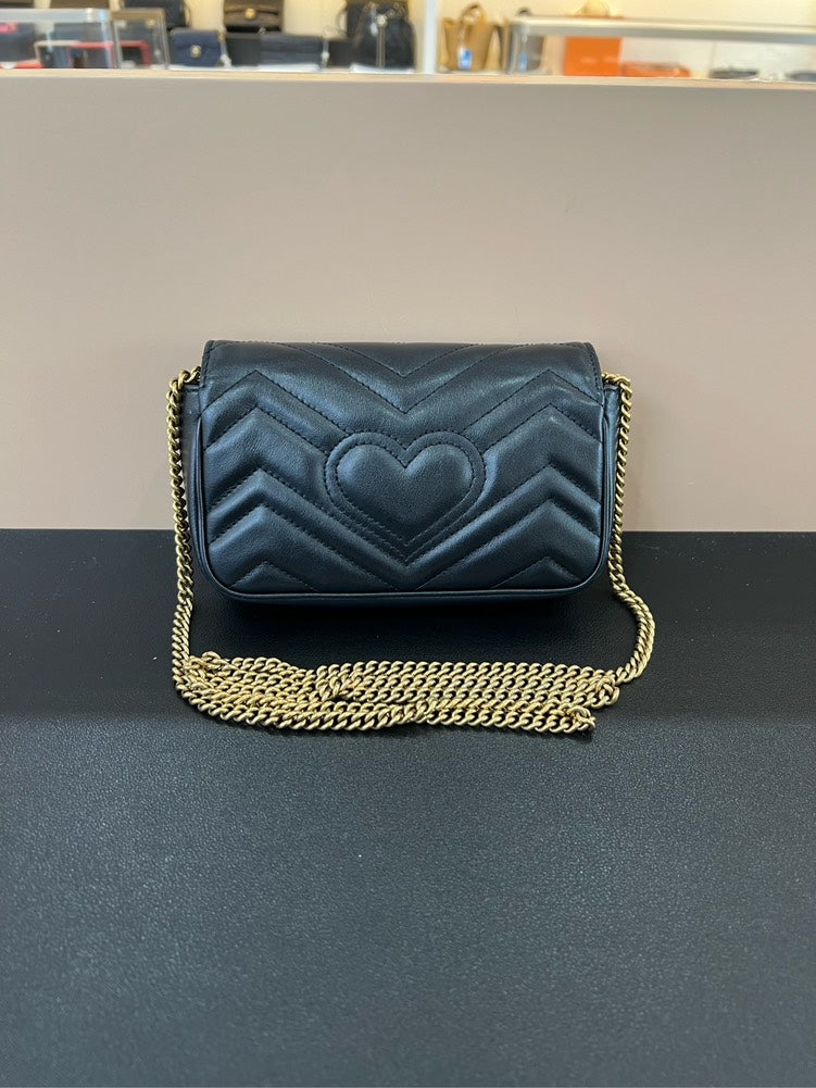 Gucci Marmont Super Mini Black Bag 16.5x10x4.5cm