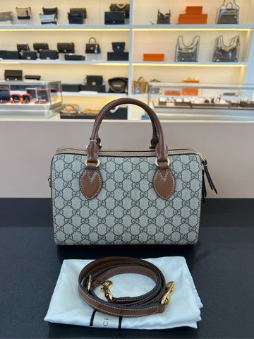 Gucci Boston Beige Brown Handbag