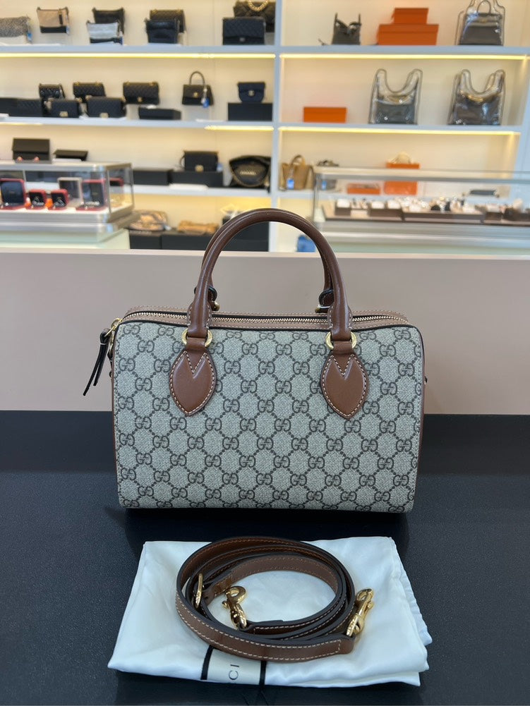 Gucci Boston Beige Brown Handbag