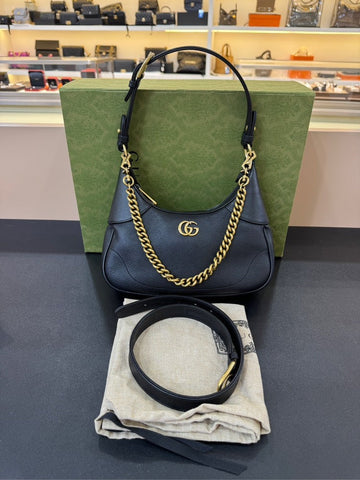 Gucci Aphrodite Black Leather Bag 25x19x7cm