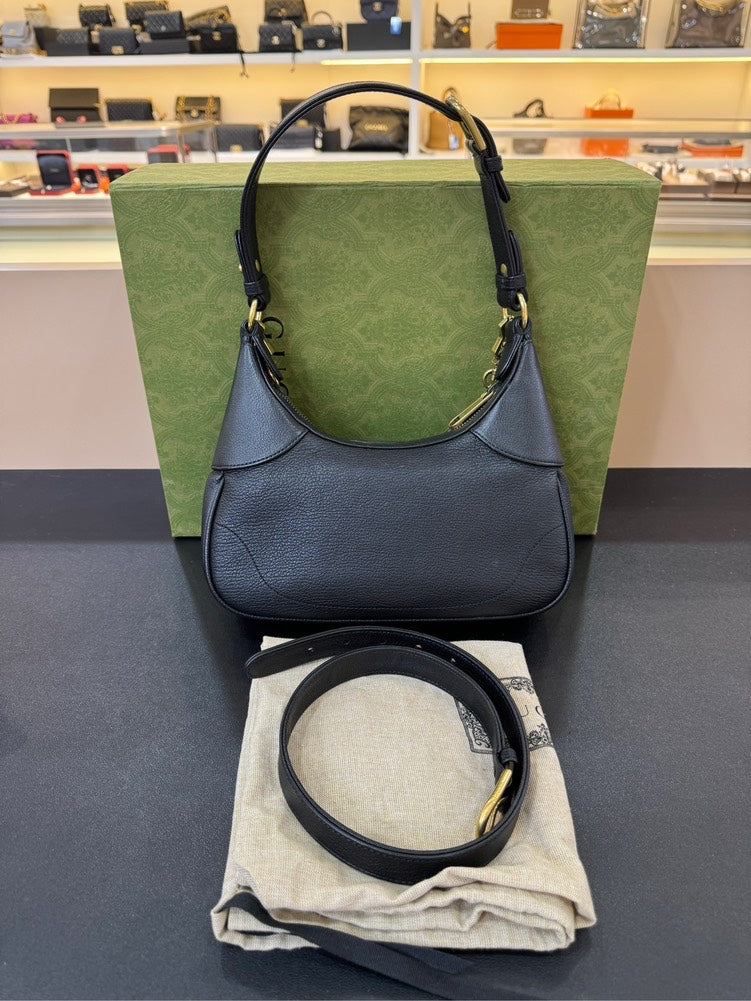 Gucci Aphrodite Black Leather Bag 25x19x7cm