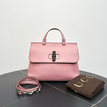Gucci Bamboo Two-Way Pink Leather Bag