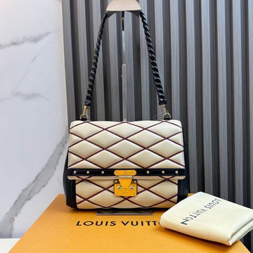 Louis Vuitton Malletage Flap Beige Shoulder Bag