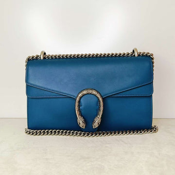 Gucci Dionysus Blue Leather Shoulder Bag