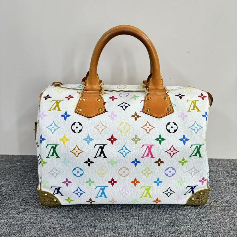 Louis Vuitton Multicolor Speedy Bag White Handbag