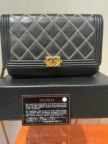 Top Quality Chanel Wallet on Chain Black Quilted Bag