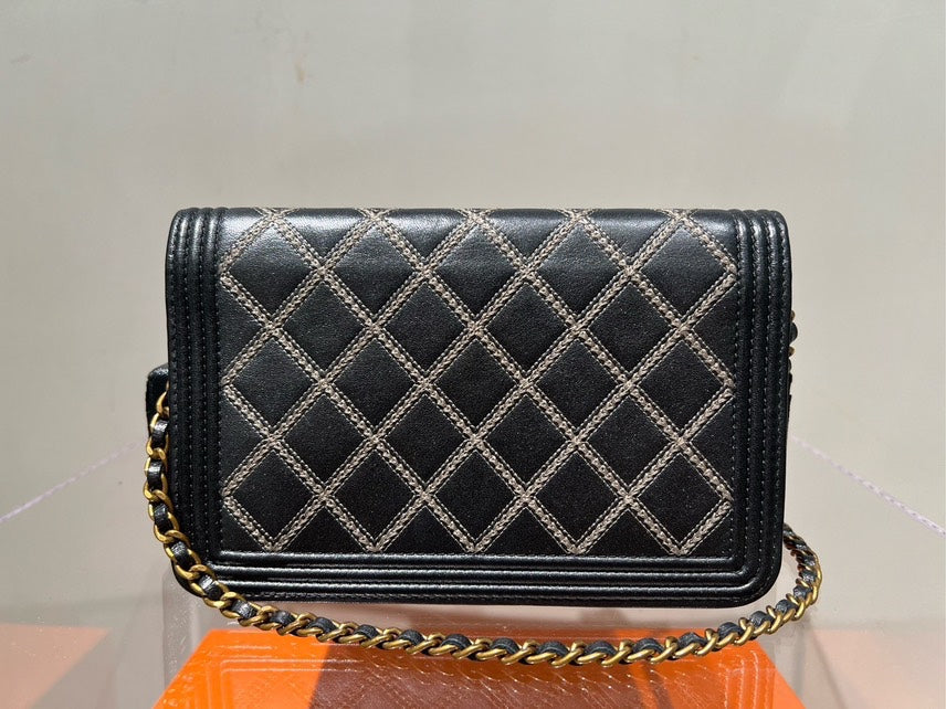 Top Quality Chanel Wallet on Chain Black Quilted Bag