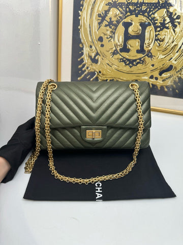 Top Quality Chanel 2.55 Small Olive Green Handbag