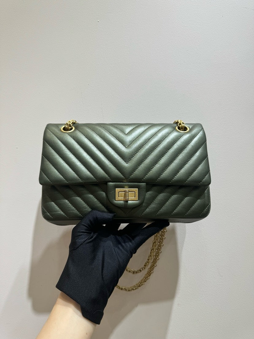 Top Quality Chanel 2.55 Small Olive Green Handbag