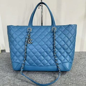 Top Quality Chanel quilted tote bag blue