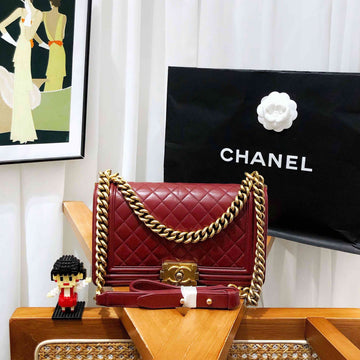 Top Quality Chanel Le Boy Medium Burgundy Bag 2014