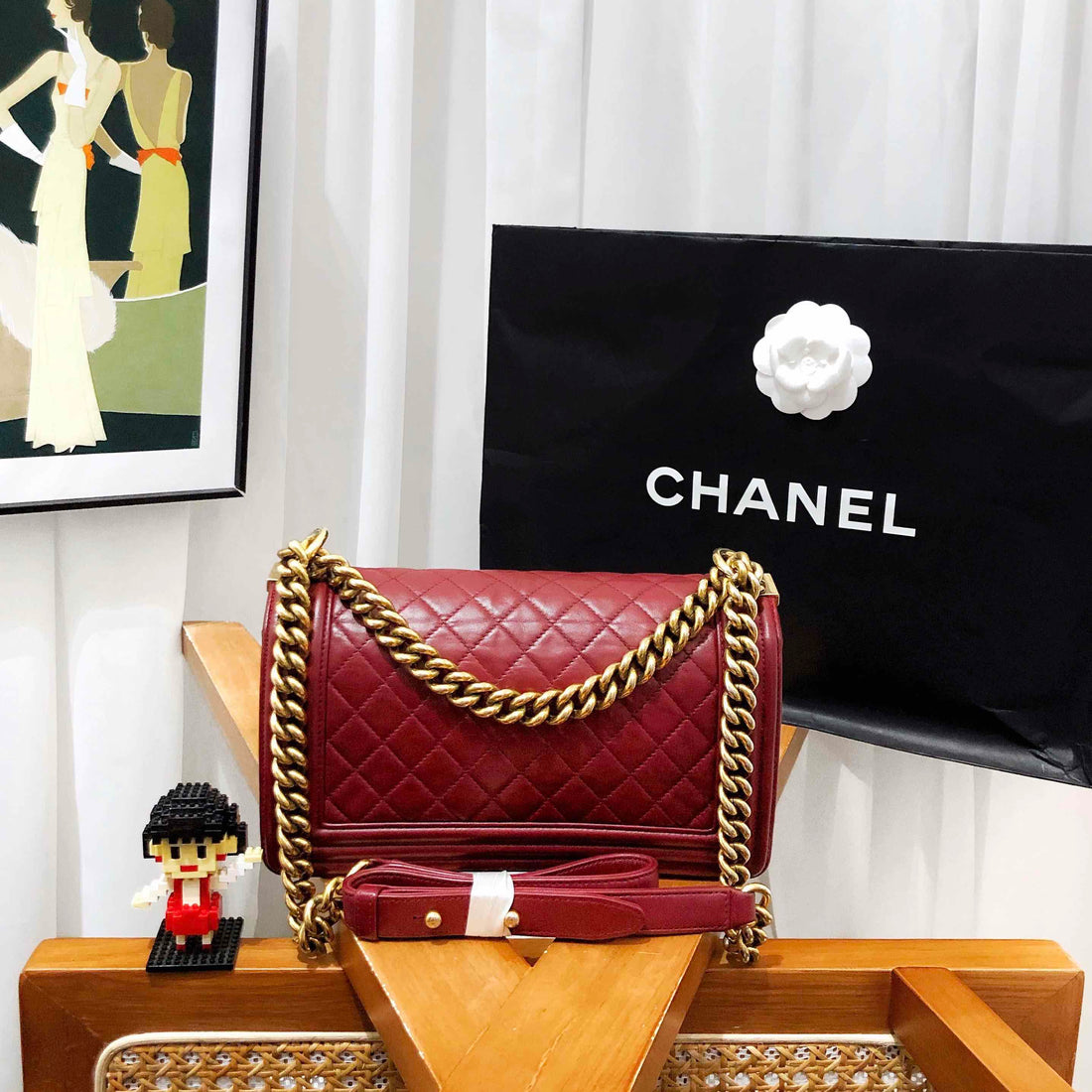 Top Quality Chanel Le Boy Medium Burgundy Bag 2014