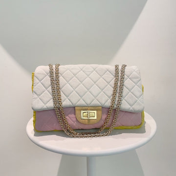 Top Quality Chanel 2.55 Bag White Pink Quilted Flap